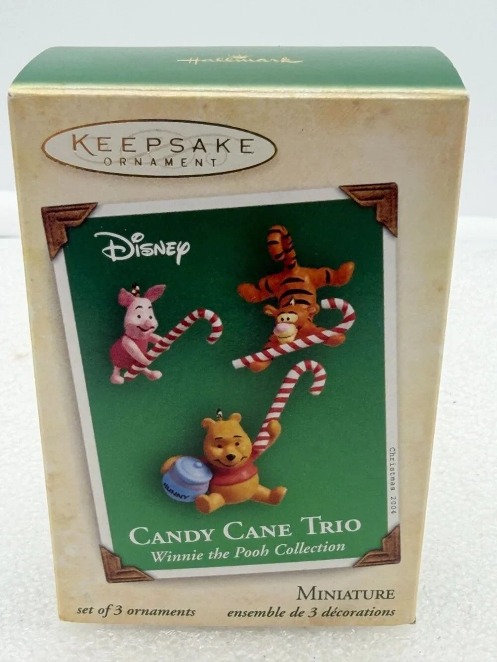 Hallmark Keepsake Candy Cane Trio Winnie the Pooh Miniature Christmas Ornaments
